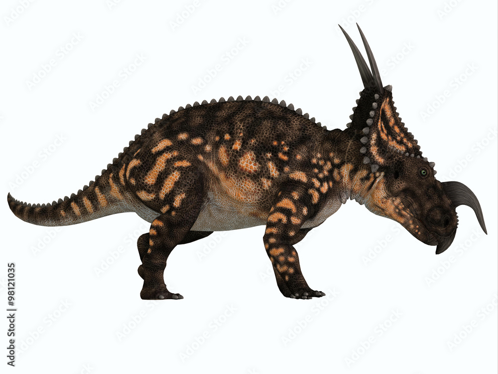 Einiosaurus Side Profile - Einiosaurus was a herbivorous ceratopsian dinosaur that lived in the Cretaceous Age of Montana, North America.