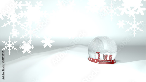 kula szklana śniegowa świąteczna z prezentami czerwonymi i  napisem photo