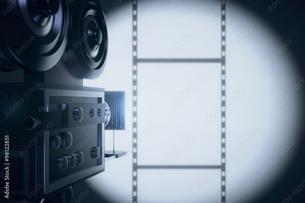 Naklejka premium Vintage movie camera making a film