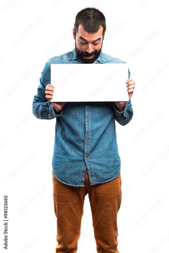 Man with empty placard Man with empty placard