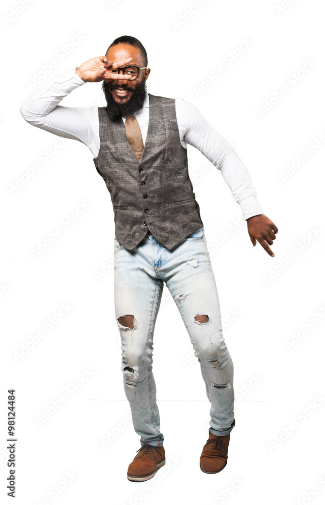 Fototapeta premium full body cool black man dancing