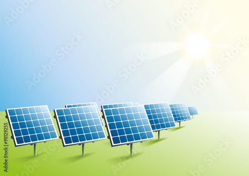 Solar power. Solar panels in field