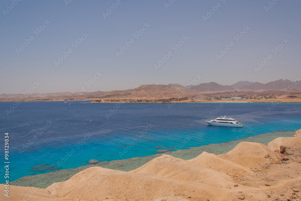 Big white boat in Red Sea.