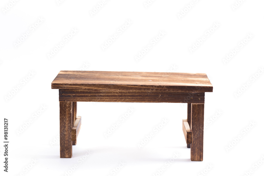 Wood table on white background