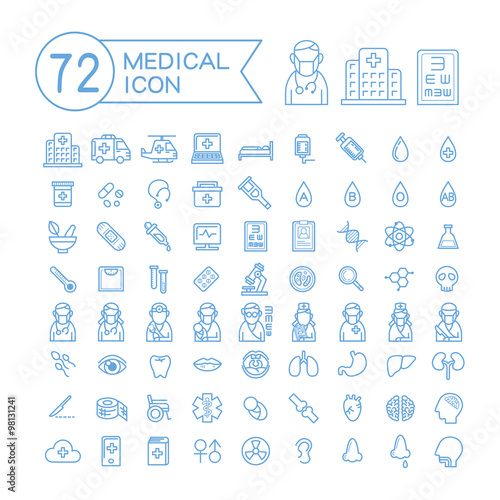 72 medical icons set