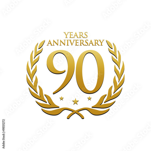 Simple Wreath Anniversary Gold Logo 90