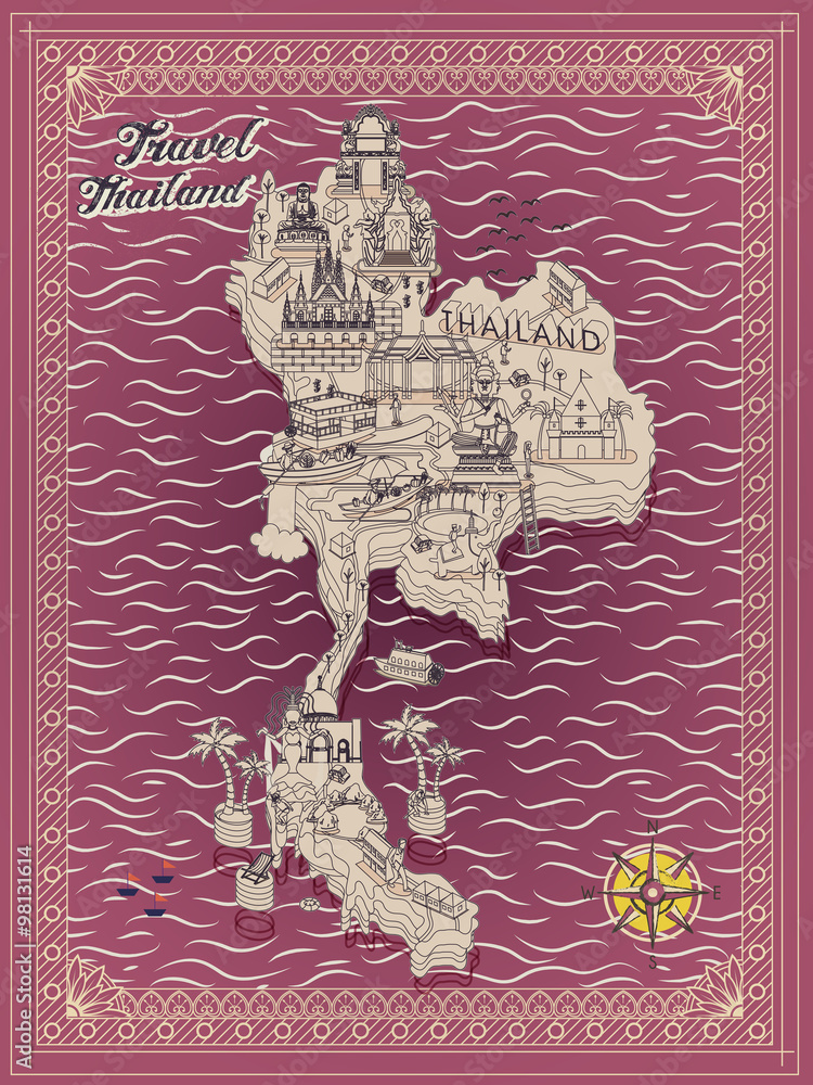 Naklejka premium Thailand travel map