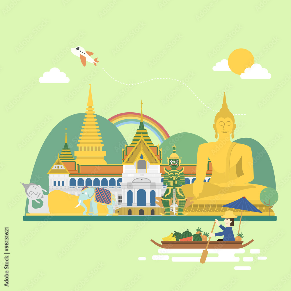 Thailand travel concept poster - obrazy, fototapety, plakaty 