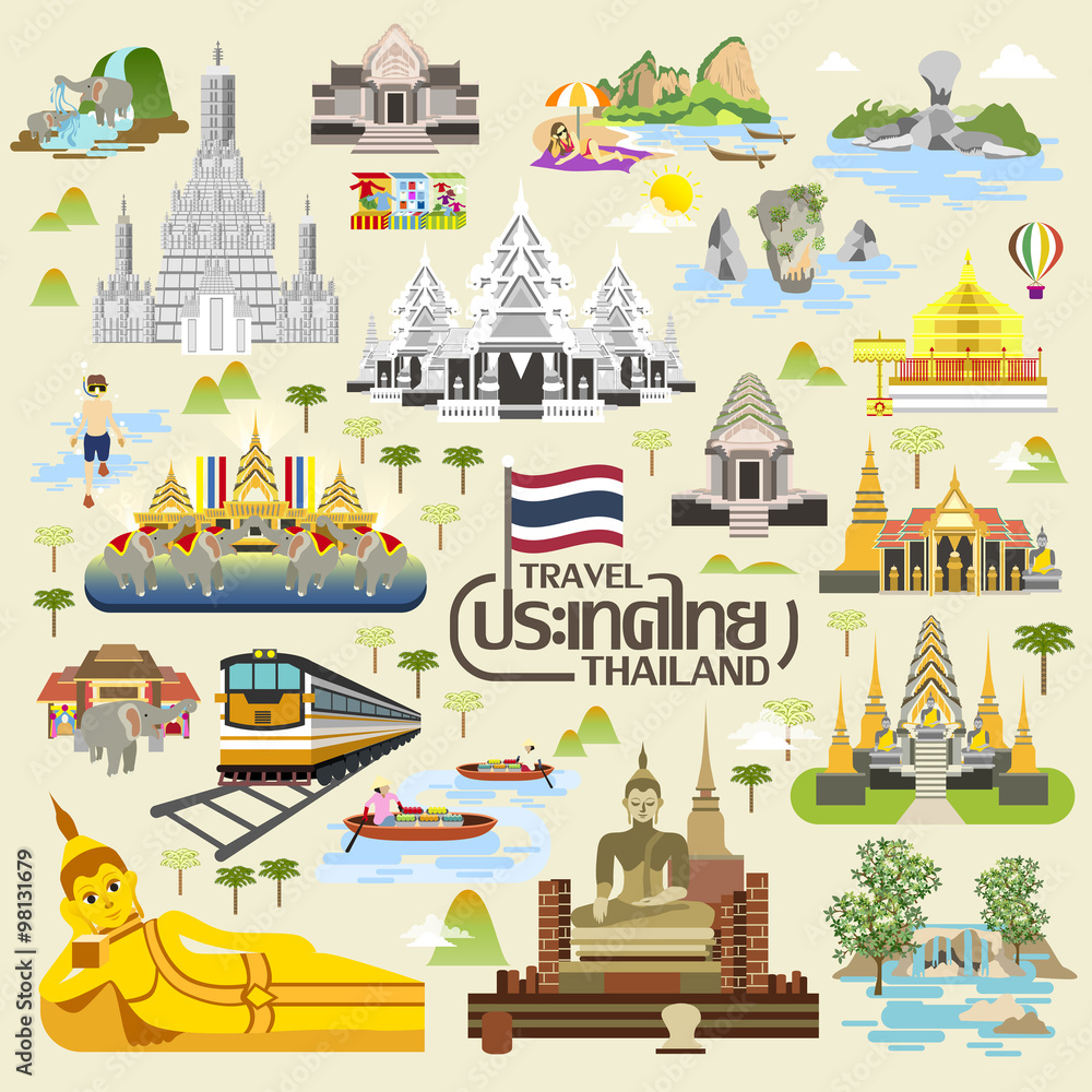Naklejka premium Thailand travel collection