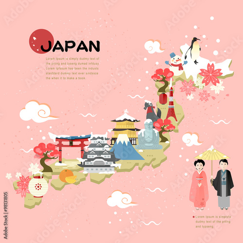 beautiful Japan travel map