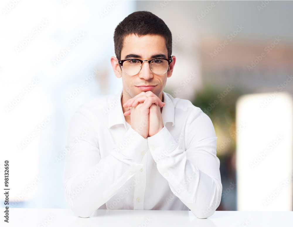 Naklejka premium relaxed man on table