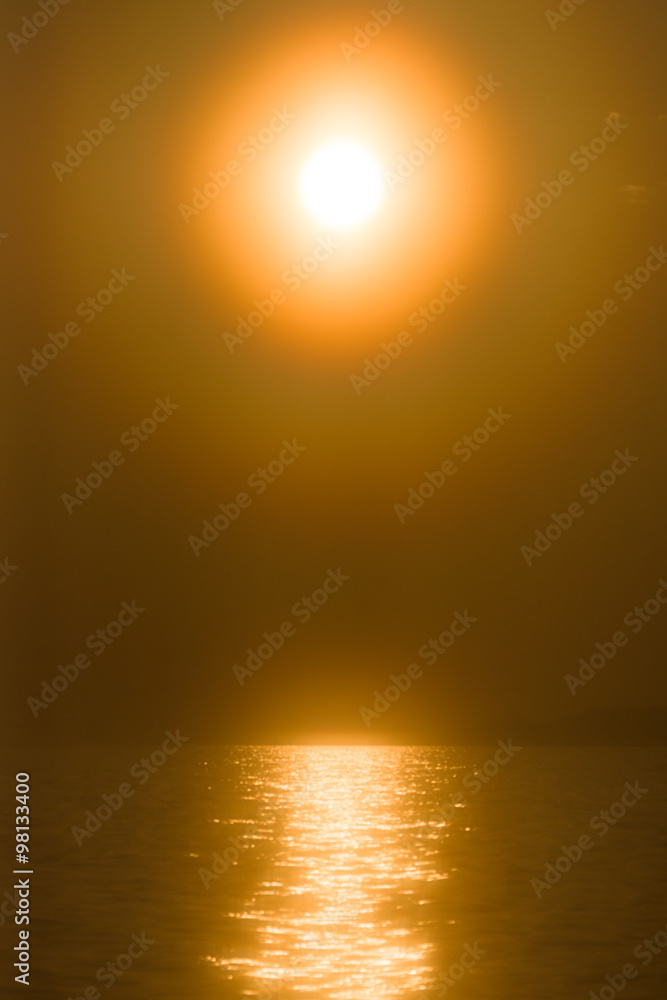 Sunset on the sea. Orton Effect.