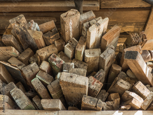 Wooden planks piled together