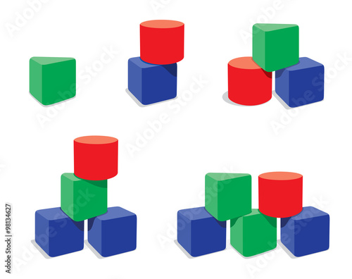 Set of geometry blocks combinations, Vector Illustration