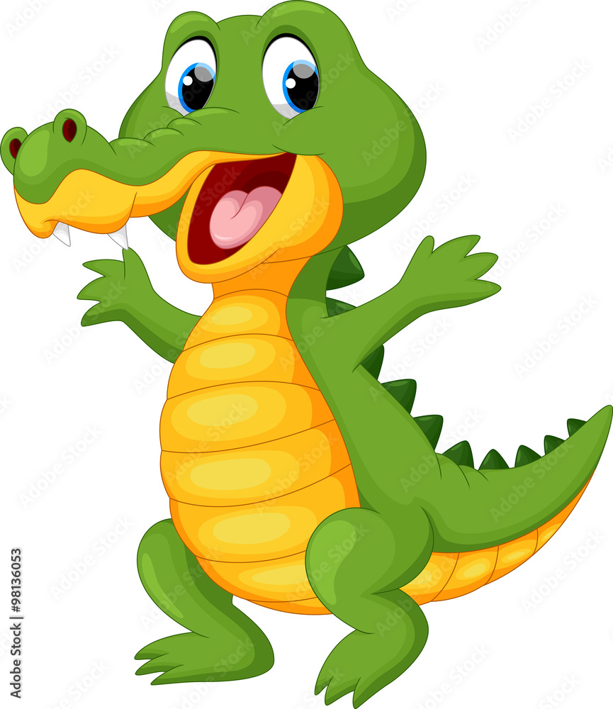 Naklejka premium Szczęśliwy kreskówka krokodyl zabawy