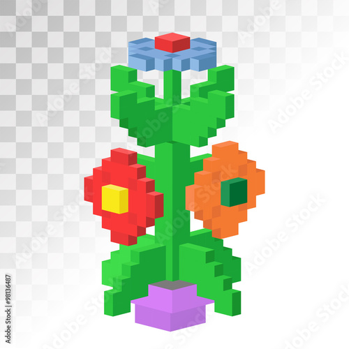 Isometric vew flower stable pixel art vector icon © Vectorvstocker