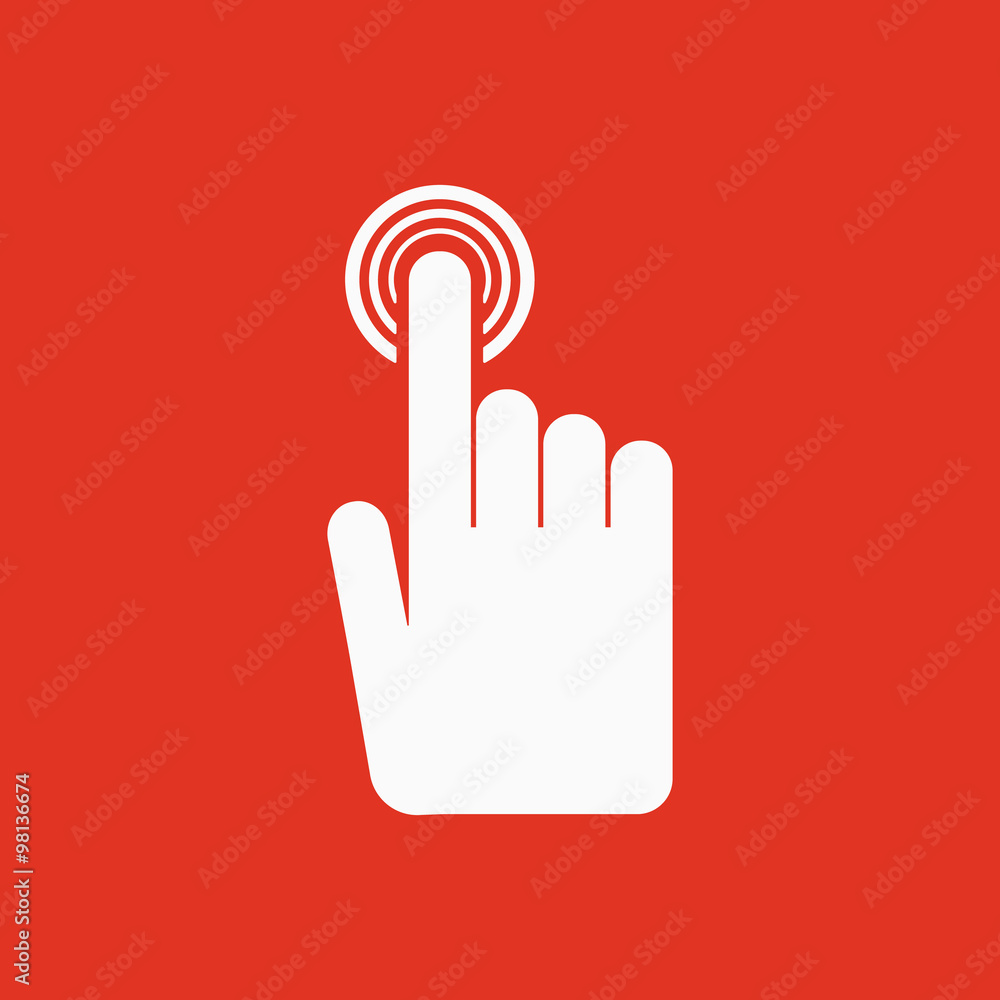 The hand click icon. Cursor symbol. Flat The hand click icon. Cursor symbol. Flat