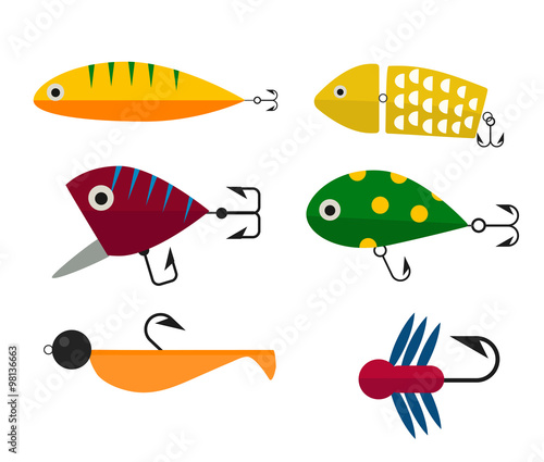 Fishing hooks icons vector illustration