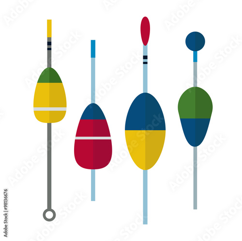 Fishing bobbers flat icons vector illustration