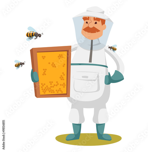 Apiary beekeeper vector illustrations