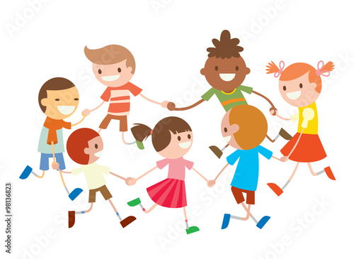 Children round dancing. Party dance in baby club illustration