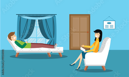 Psychologist office cabinet room vector illustration