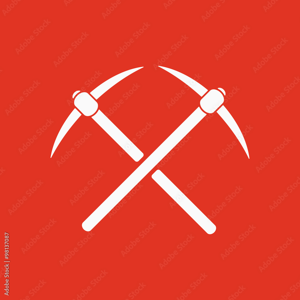 The pick icon. Pickax symbol. Flat The pick icon. Pickax symbol. Flat