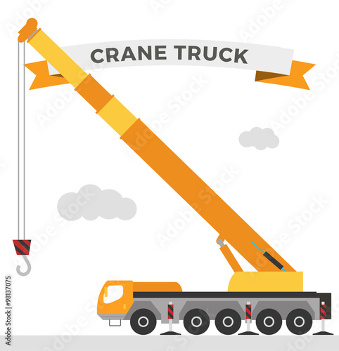 Building under construction crane machine technics vector illustration