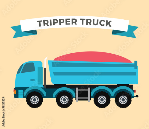 Building under construction tripper truck machine technics vector illustration