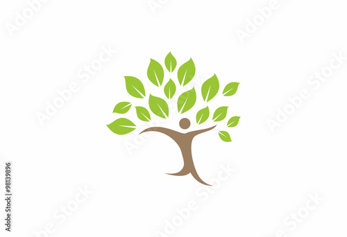 Tree eco people lifestyle concept vector logo