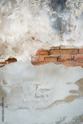 Rough and dity concrete cover bricks wall photo