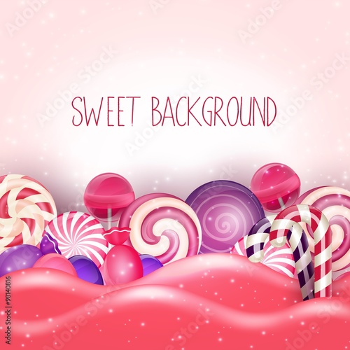 Candy of pink land background