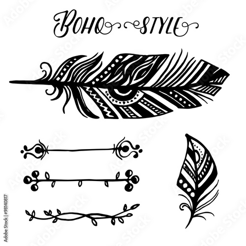 Elements of style boho hand drawing