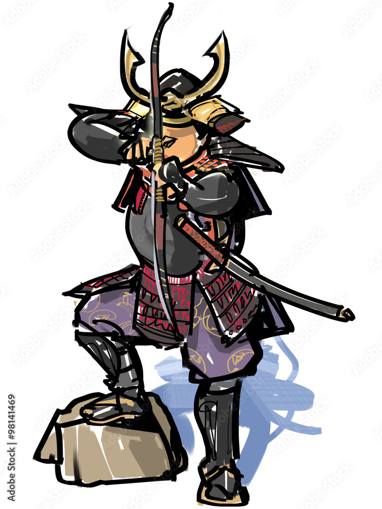 Fototapeta premium 弓を弾く武将