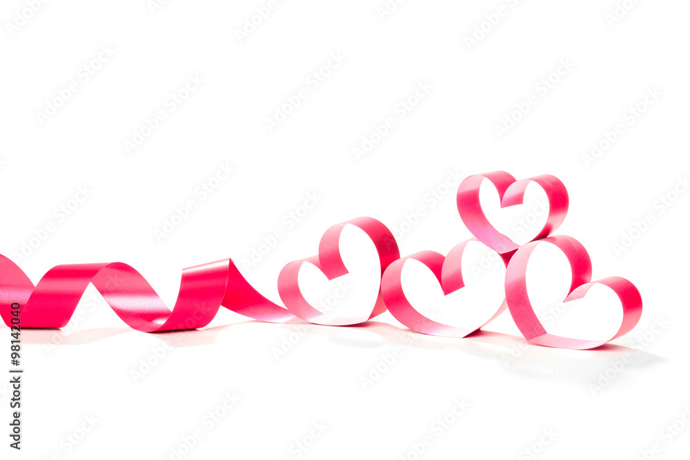 Ribbons shaped as hearts on white Ribbons shaped as hearts on white