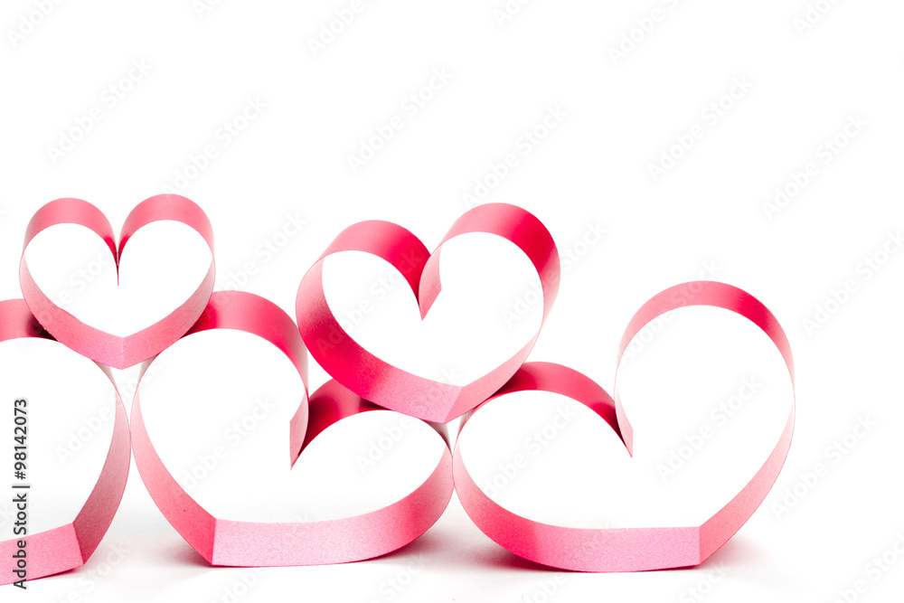Ribbons shaped as hearts on white Ribbons shaped as hearts on white