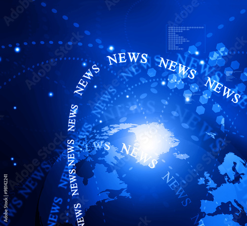 words News on digital blue background.