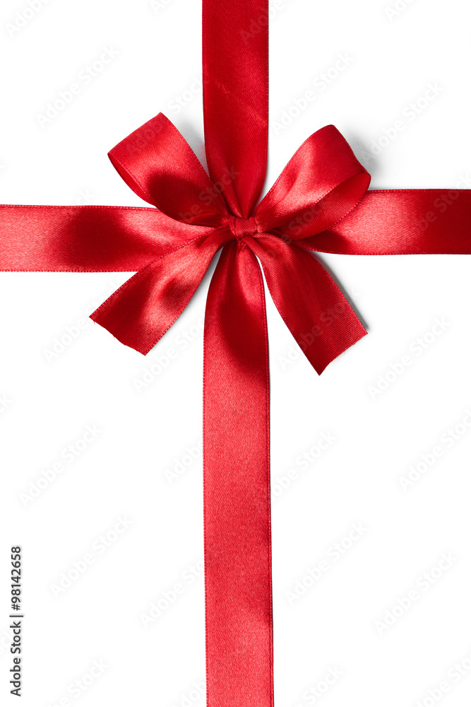 Shiny red satin ribbon on white background Shiny red satin ribbon on white background