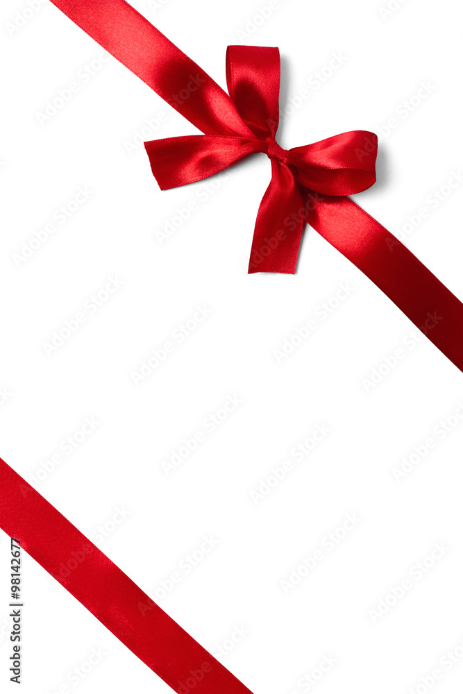 Shiny red satin ribbon on white background Shiny red satin ribbon on white background