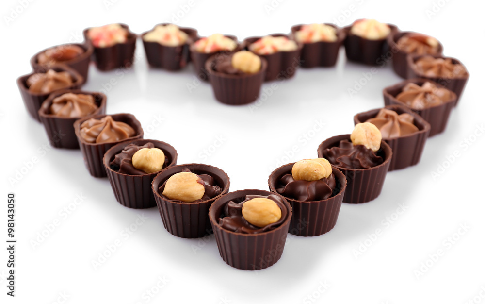 Chocolate sweets isolated on white Chocolate sweets isolated on white