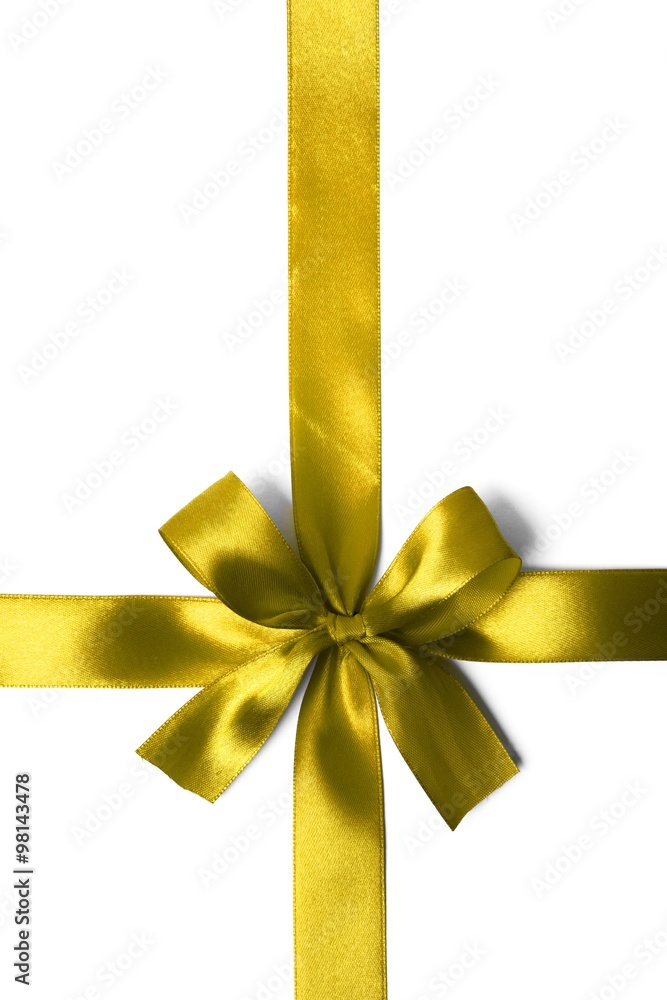 Yellow bbon bow on white background Yellow bbon bow on white background