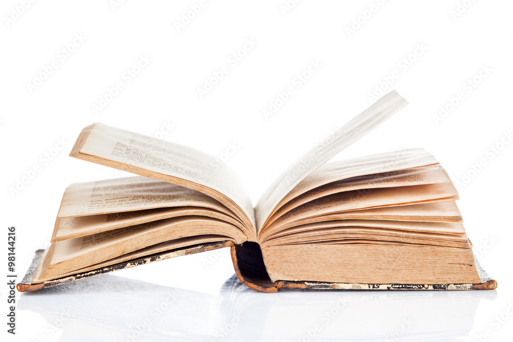 Old book open isolated on white background Old book open isolated on white background