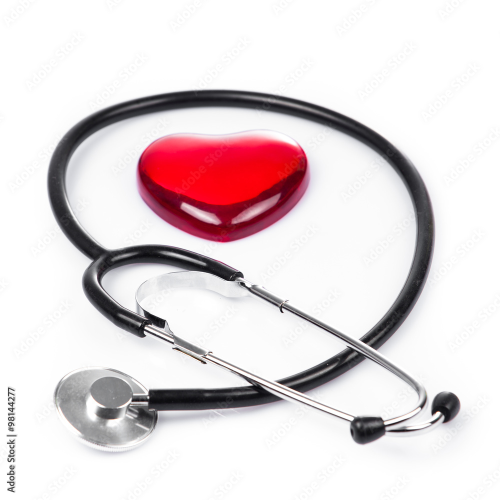 Red heart and a stethoscope. Health concept. medical concept Red heart and a stethoscope. Health concept. medical concept