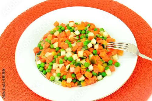 Juicy Vegetable Stew. Paprika, Peas, Carrots. Diet Food.