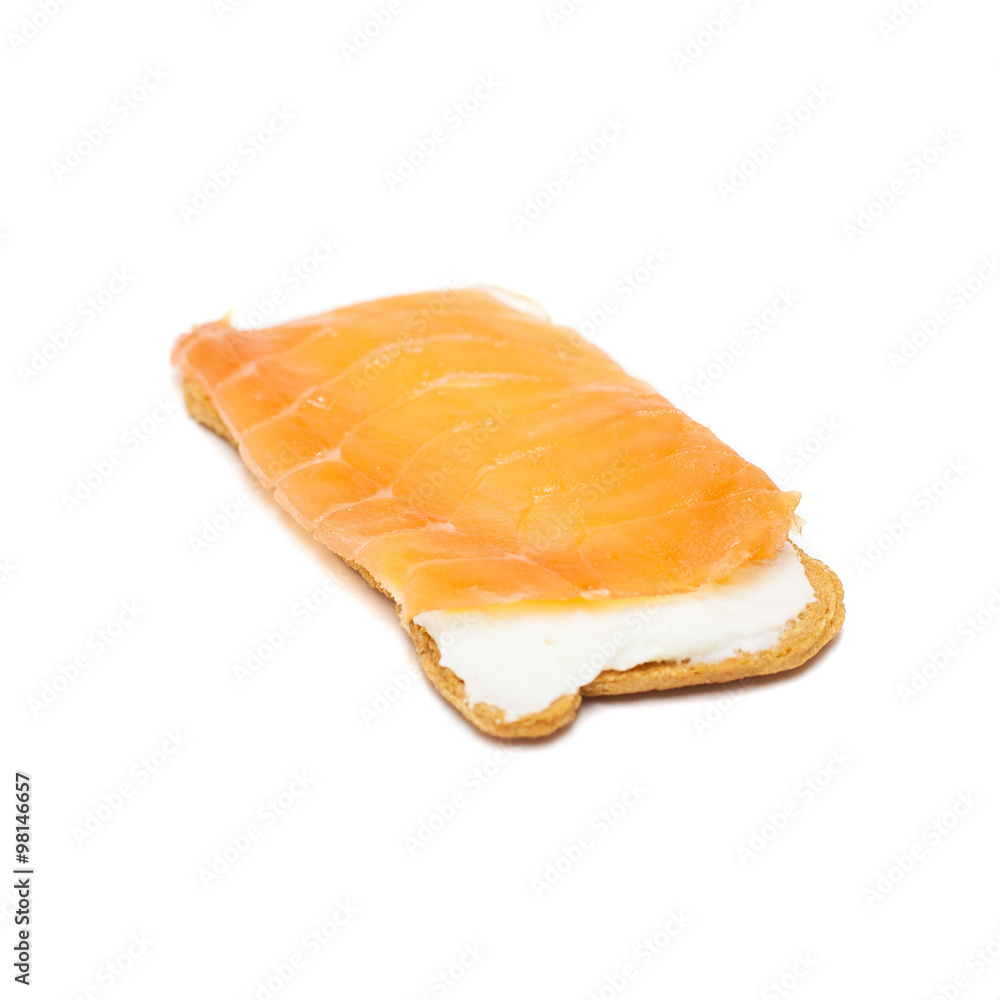 salmon toast bread isolated