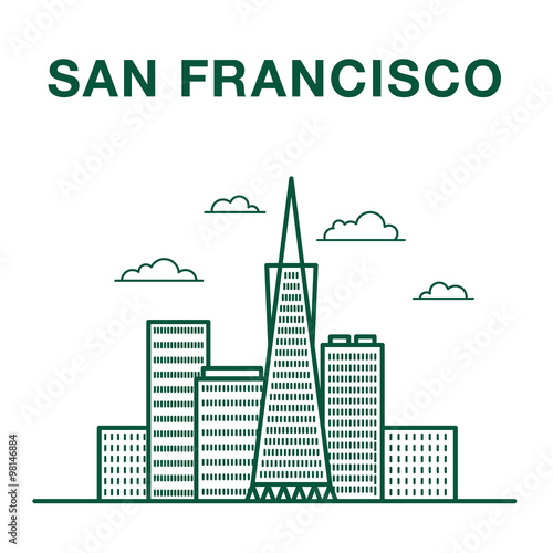 San Francisco Trans America Building Line Art Illustration