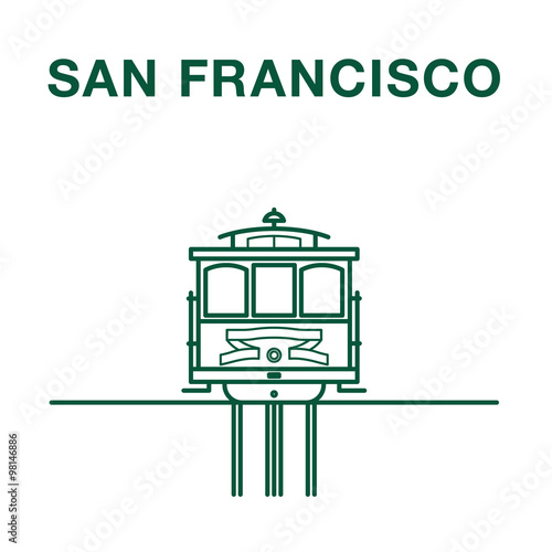 San Francisco Cable Car  Line Art Illustration