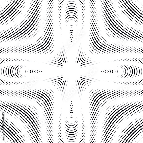 Black and white moire lines, striped  psychedelic vector backgro #98147029