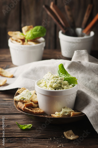 Cheese cream with parmesan and basil