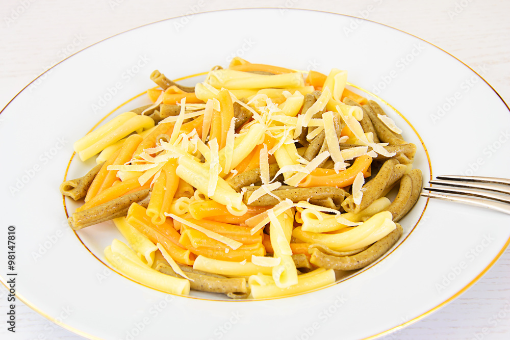 Coloured Pasta with Grated Parmesan Coloured Pasta with Grated Parmesan